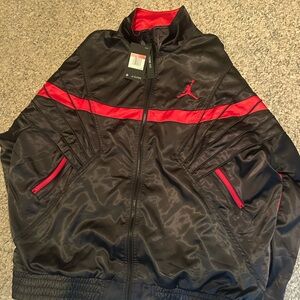 Jordan Men's Black Windbreaker with Red Accents